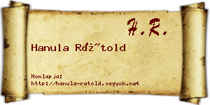 Hanula Rátold névjegykártya